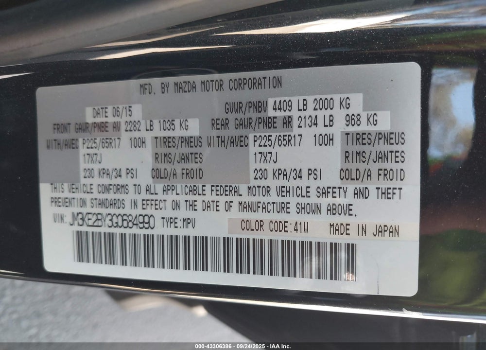 2016 MAZDA CX-5 VIN: JM3KE2BY3G0684990