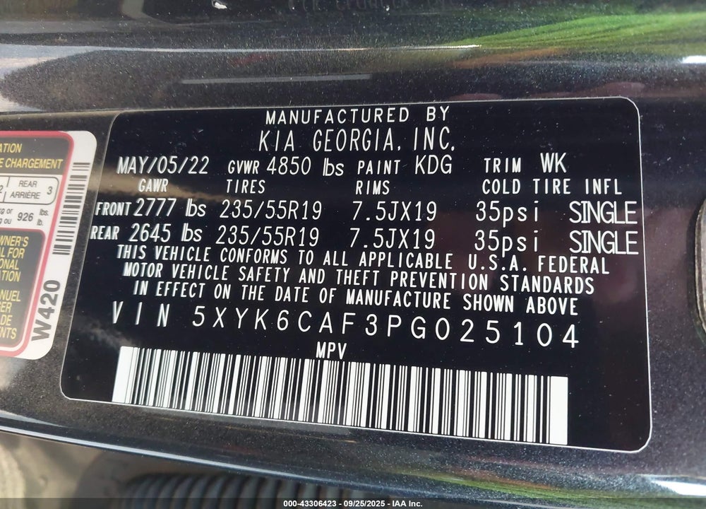 2023 KIA SPORTAGE VIN: 5XYK6CAF3PG025104