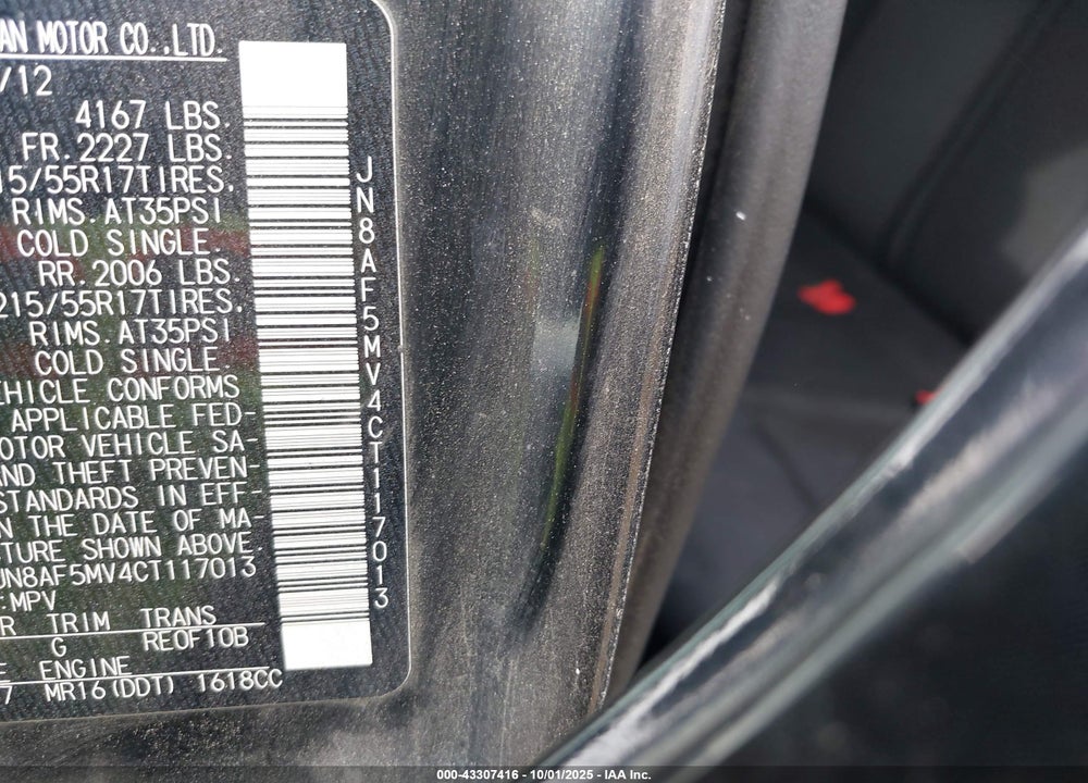 2012 NISSAN JUKE VIN: JN8AF5MV4CT117013