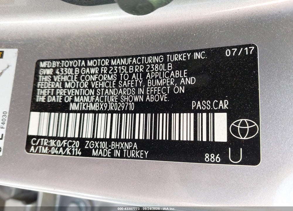 2018 TOYOTA C-HR XLE PREMIUM VIN: NMTKHMBX9JR029710