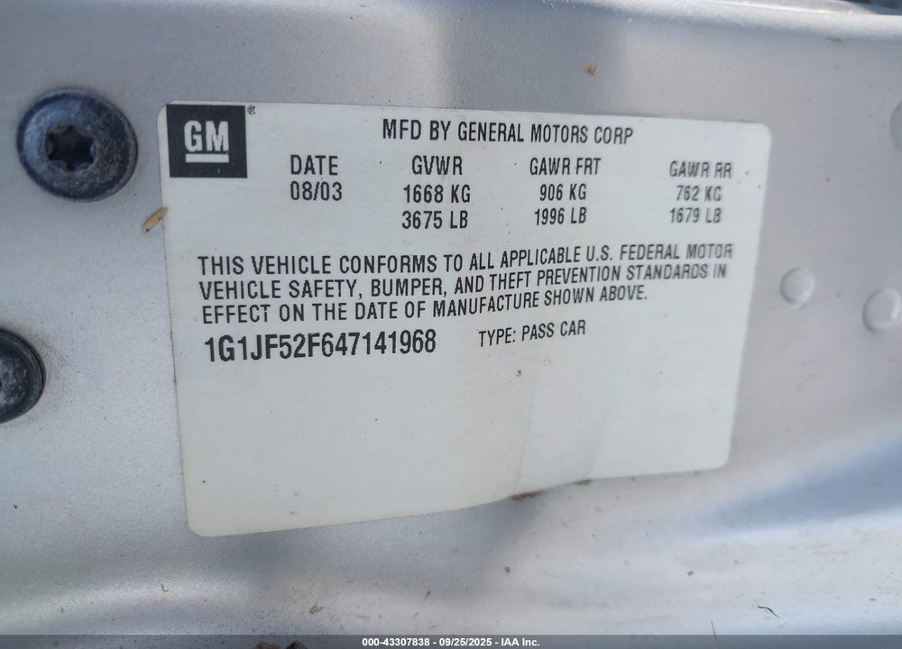 2004 CHEVROLET CAVALIER LS VIN: 1G1JF52F647141968
