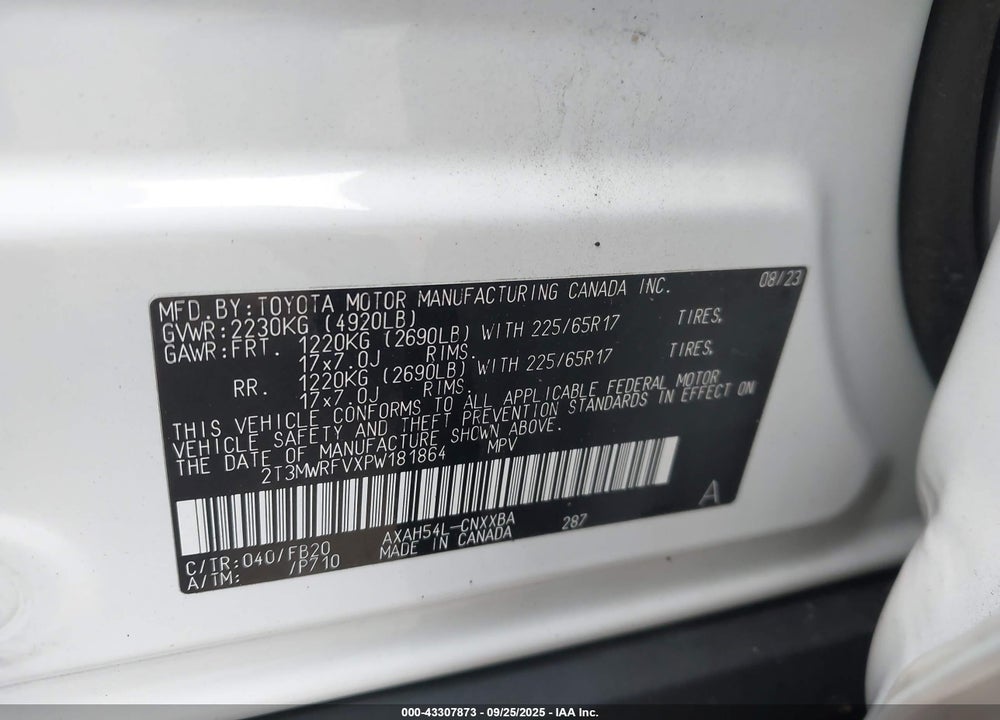2023 TOYOTA RAV4 HYBRID LE VIN: 2T3MWRFVXPW181864