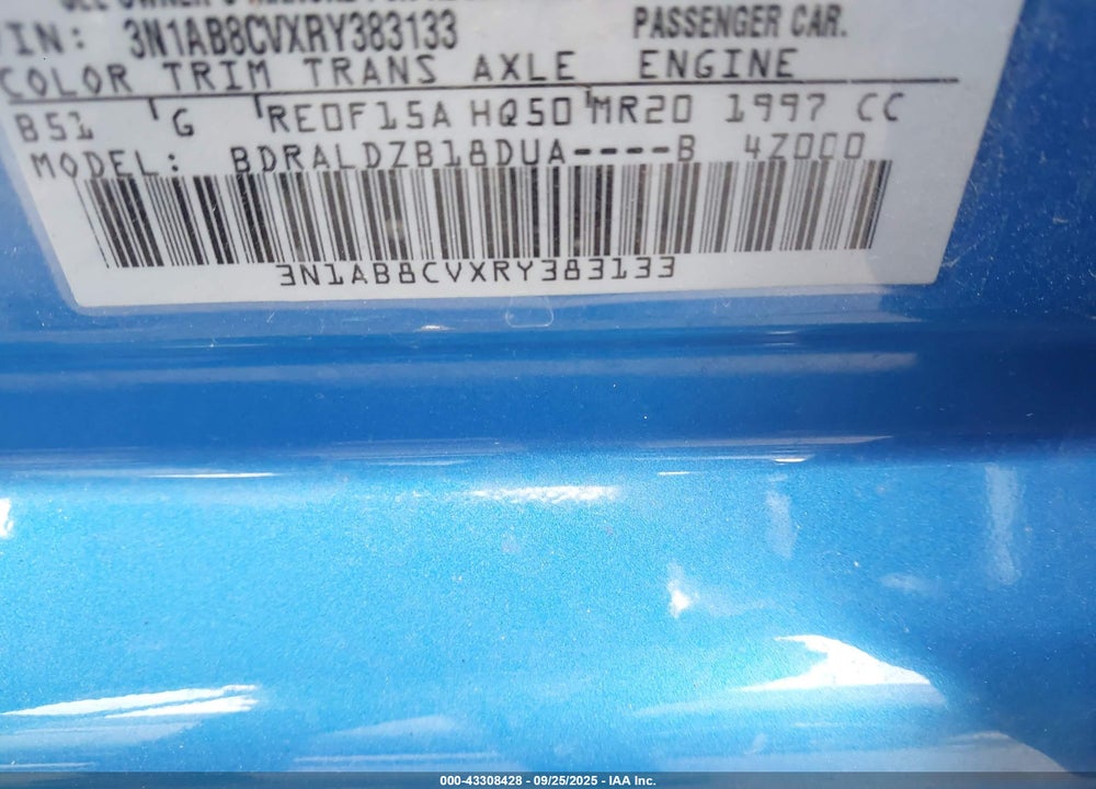 2024 NISSAN SENTRA VIN: 3N1AB8CVXRY383133