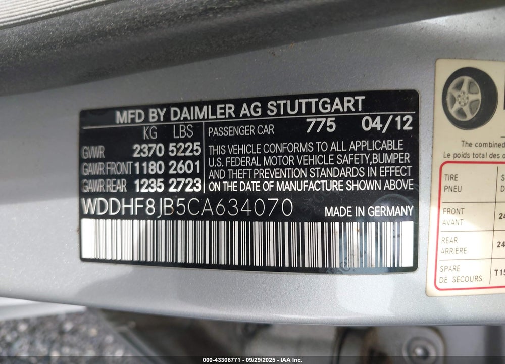 2012 MERCEDES-BENZ E 350 4MATIC VIN: WDDHF8JB5CA634070