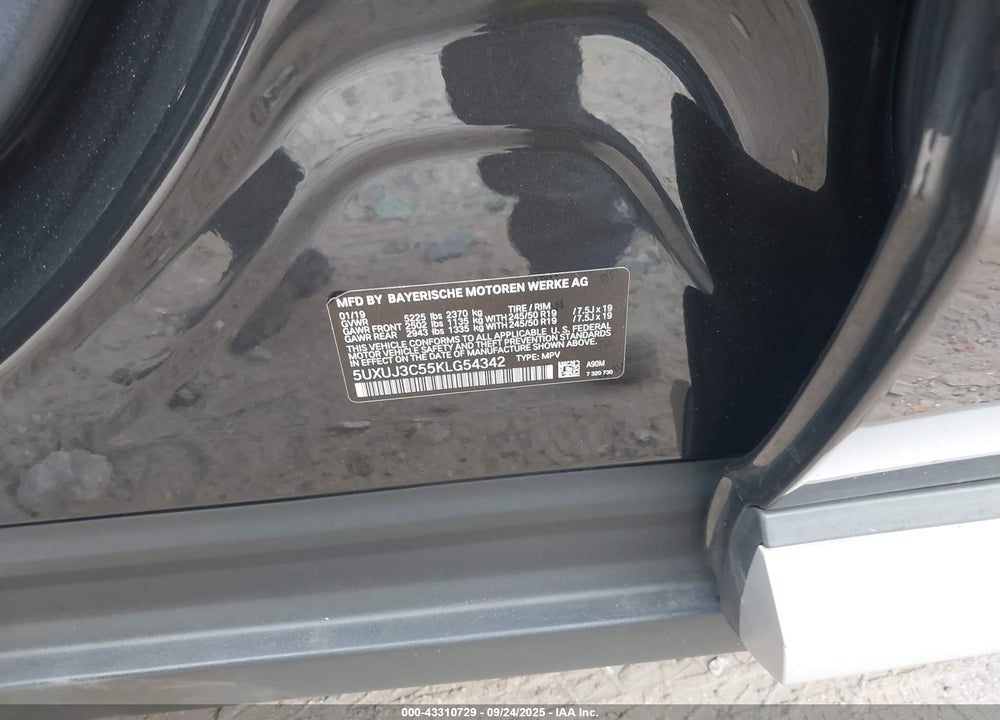 2019 BMW X4 XDRIVE30I VIN: 5UXUJ3C55KLG54342