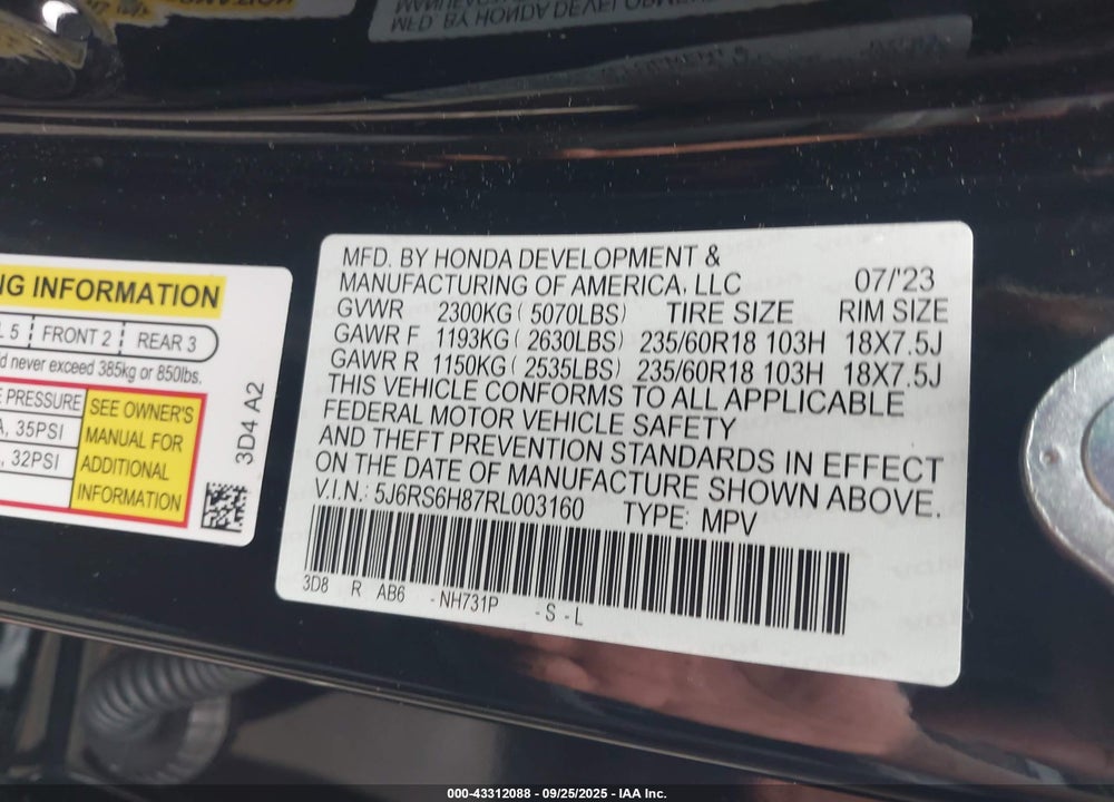 2024 HONDA CR-V VIN: 5J6RS6H87RL003160