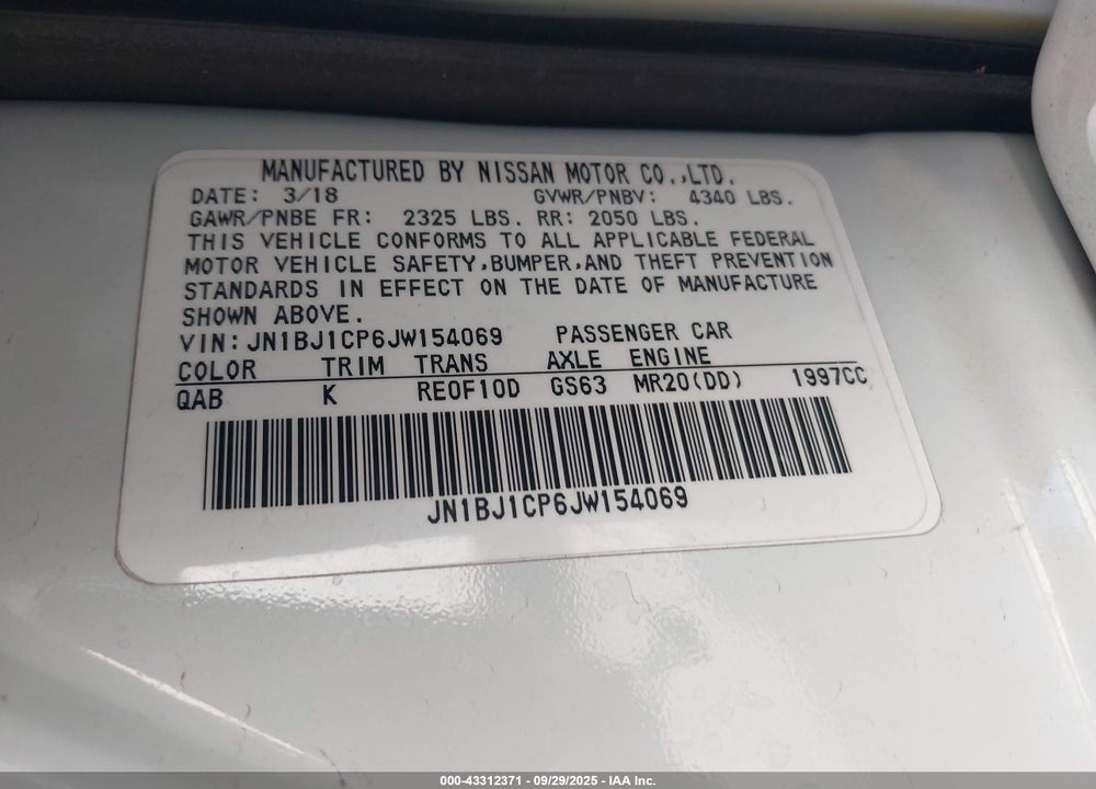 2018 NISSAN ROGUE SPORT SL VIN: JN1BJ1CP6JW154069