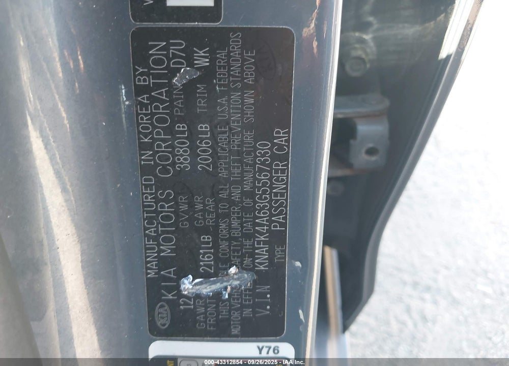 2016 KIA FORTE VIN: KNAFK4A63G5567330