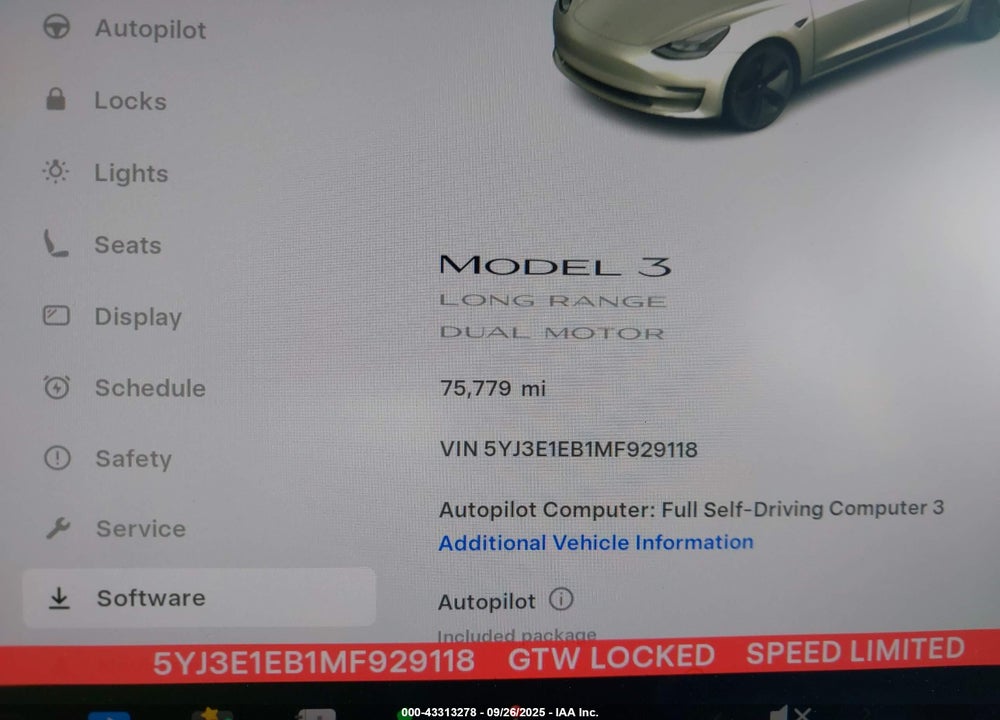 2021 TESLA MODEL 3 LONG RANGE DUAL MOTOR ALL-WHEEL DRIVE VIN: 5YJ3E1EB1MF929118