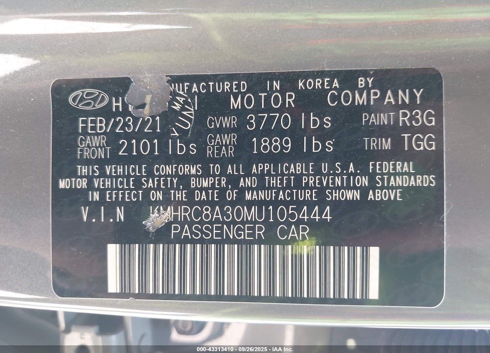 2021 HYUNDAI VENUE VIN: KMHRC8A30MU105444