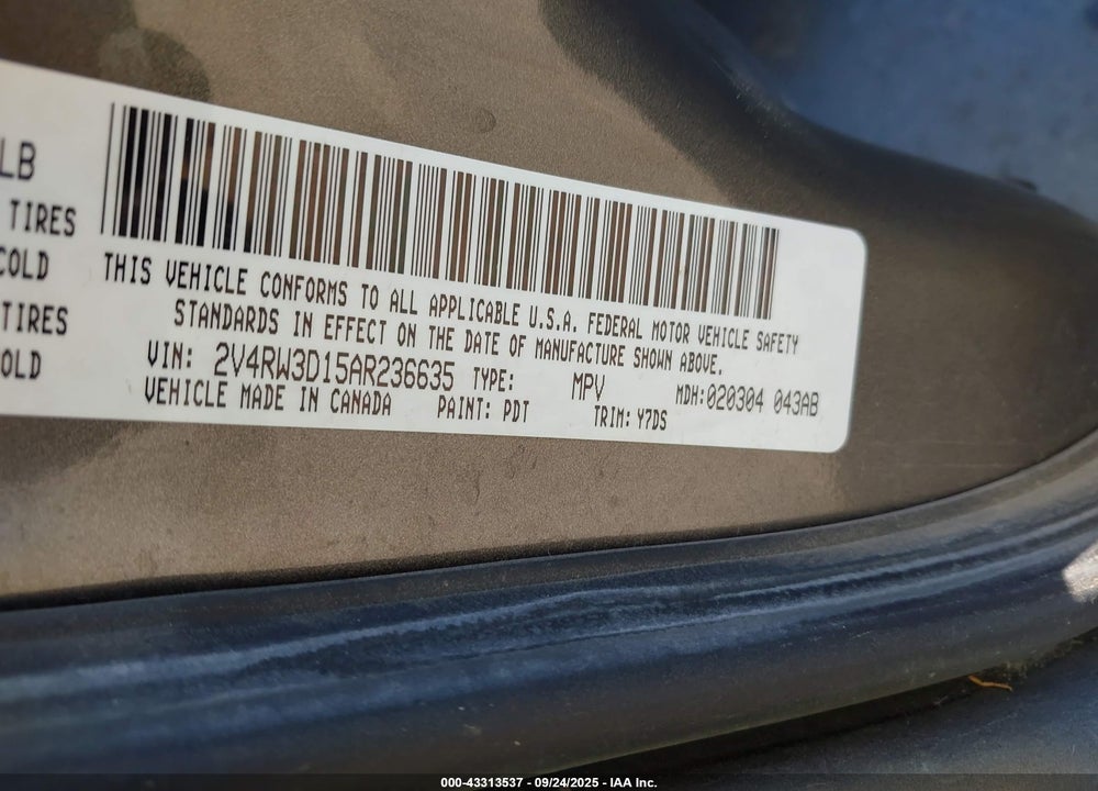 2010 VOLKSWAGEN ROUTAN SE VIN: 2V4RW3D15AR236635