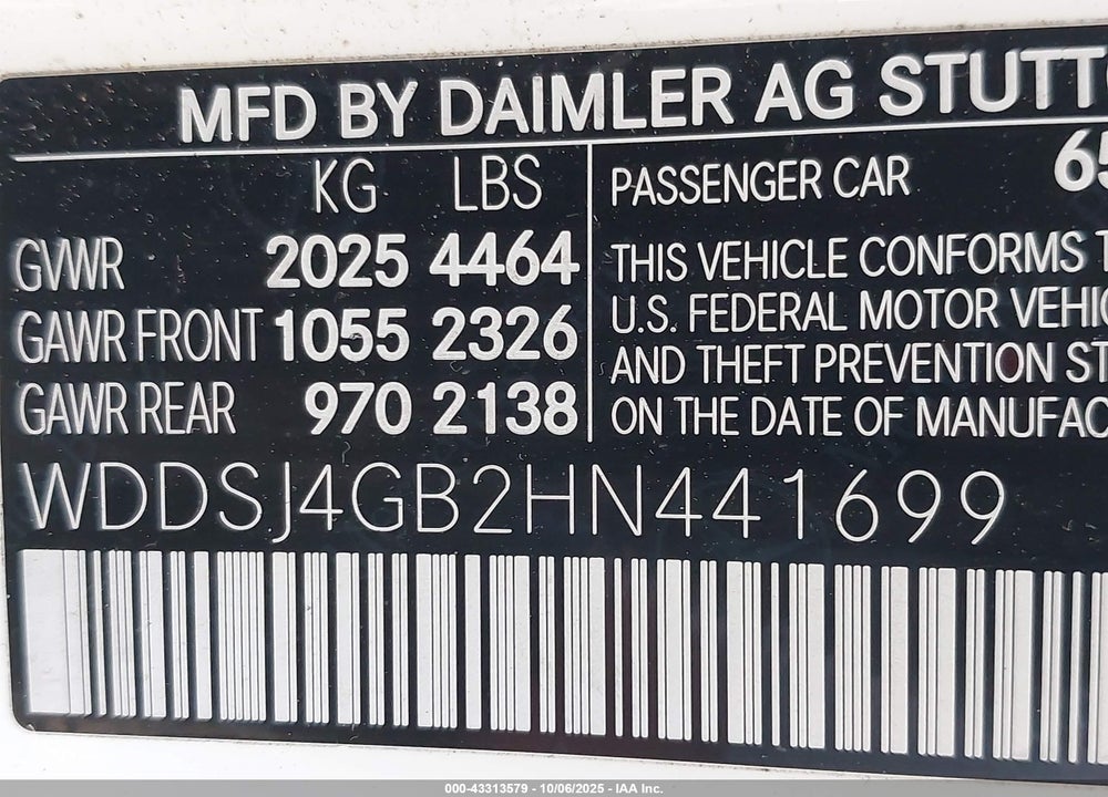 2017 MERCEDES-BENZ CLA-CLASS VIN: WDDSJ4GB2HN441699