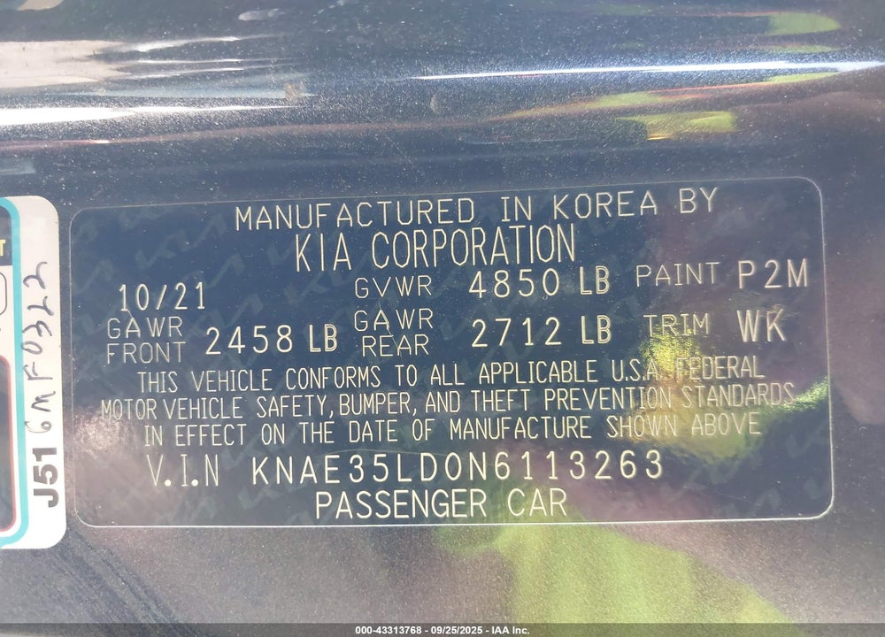 2022 KIA STINGER VIN: KNAE35LD0N6113263