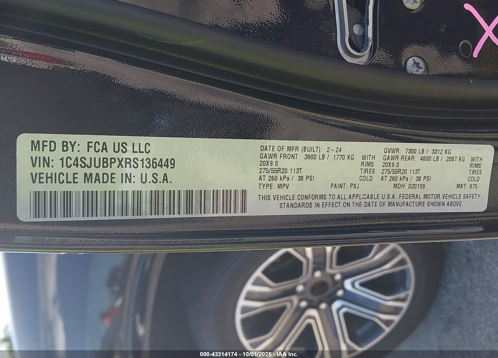 2024 JEEP WAGONEER SERIES II 4X2 VIN: 1C4SJUBPXRS136449