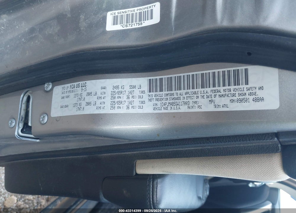 2016 JEEP CHEROKEE VIN: 1C4PJMAB5GW117003