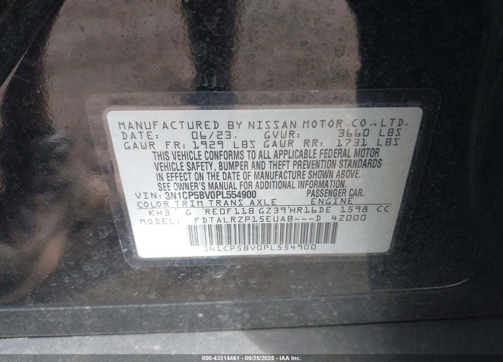 2023 NISSAN KICKS VIN: 3N1CP5BV0PL554900