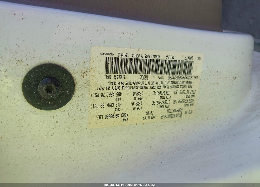 2005 DODGE RAM 2500 SLT/LARAMIE VIN: 3D7KS28C85G721205