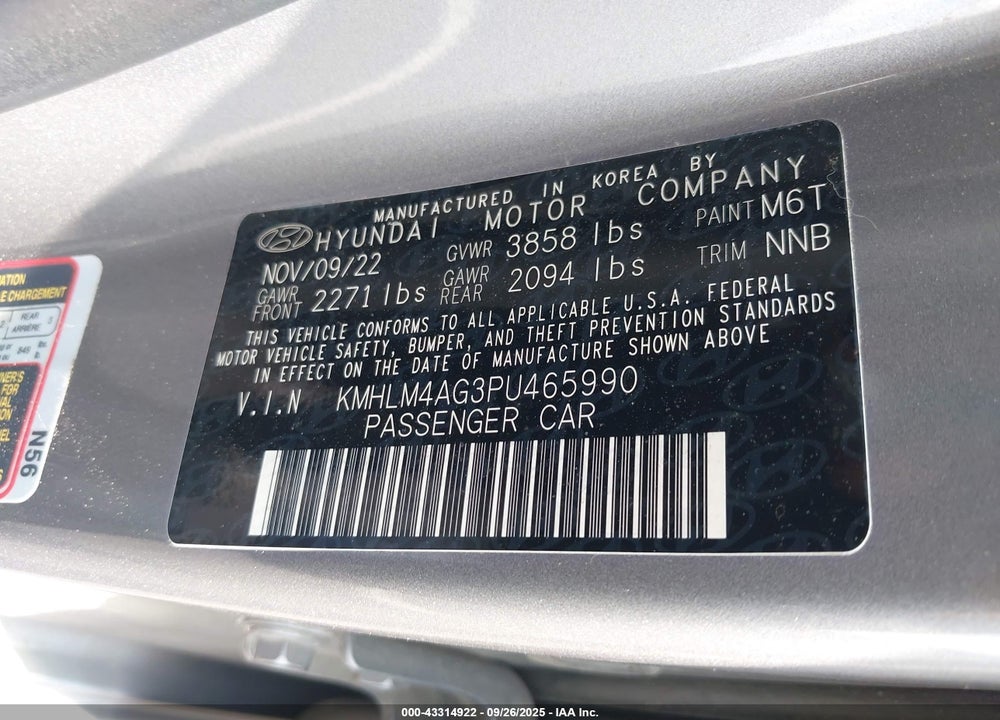 2023 HYUNDAI ELANTRA VIN: KMHLM4AG3PU465990