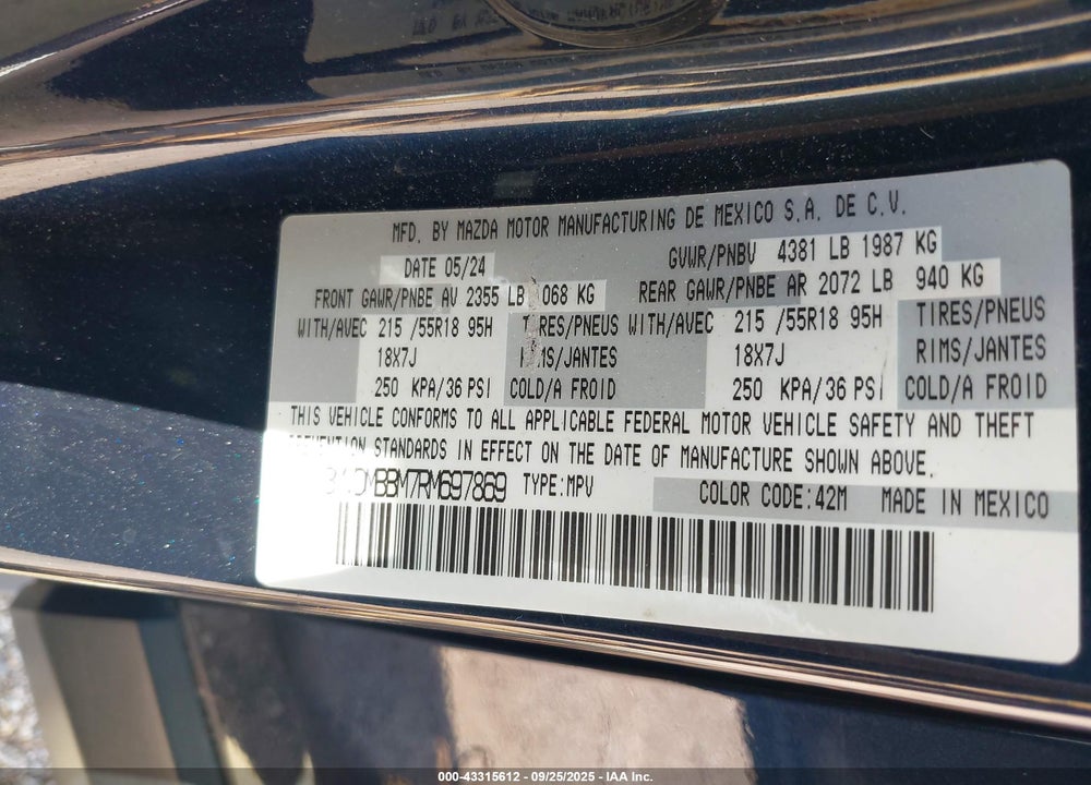 2024 MAZDA CX-30 VIN: 3MVDMBBM7RM697869