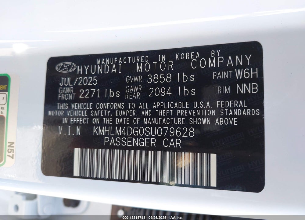 2025 HYUNDAI ELANTRA SEL SPORT VIN: KMHLM4DG0SU079628