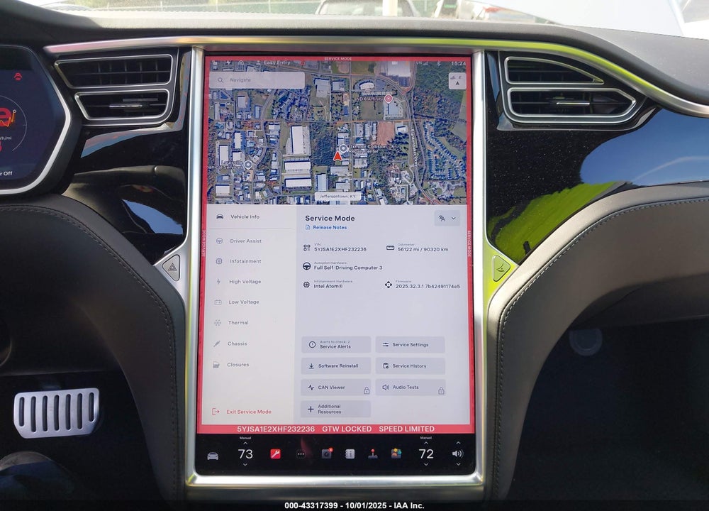 2017 TESLA MODEL S VIN: 5YJSA1E2XHF232236
