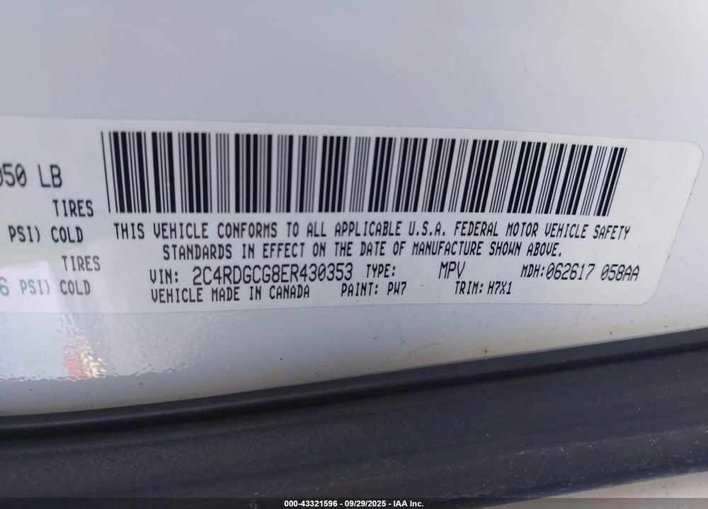 2014 DODGE GRAND CARAVAN SXT VIN: 2C4RDGCG8ER430353