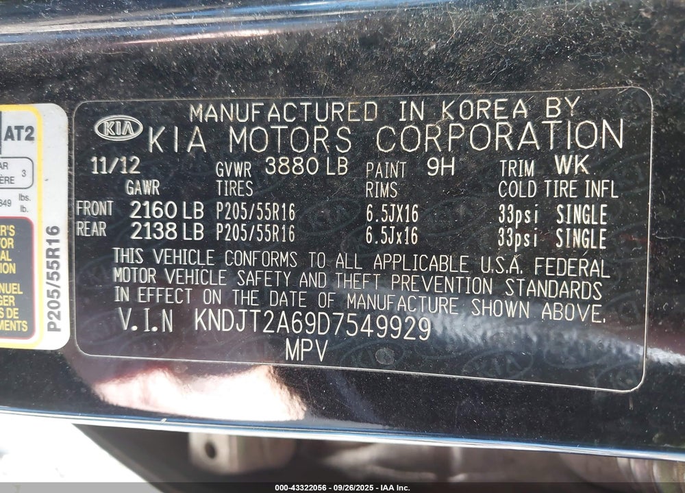 2013 KIA SOUL VIN: KNDJT2A69D7549929