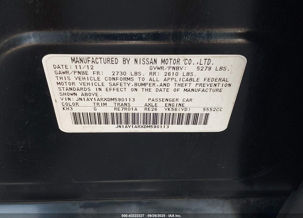 2013 INFINITI M56X VIN: JN1AY1ARXDM590113