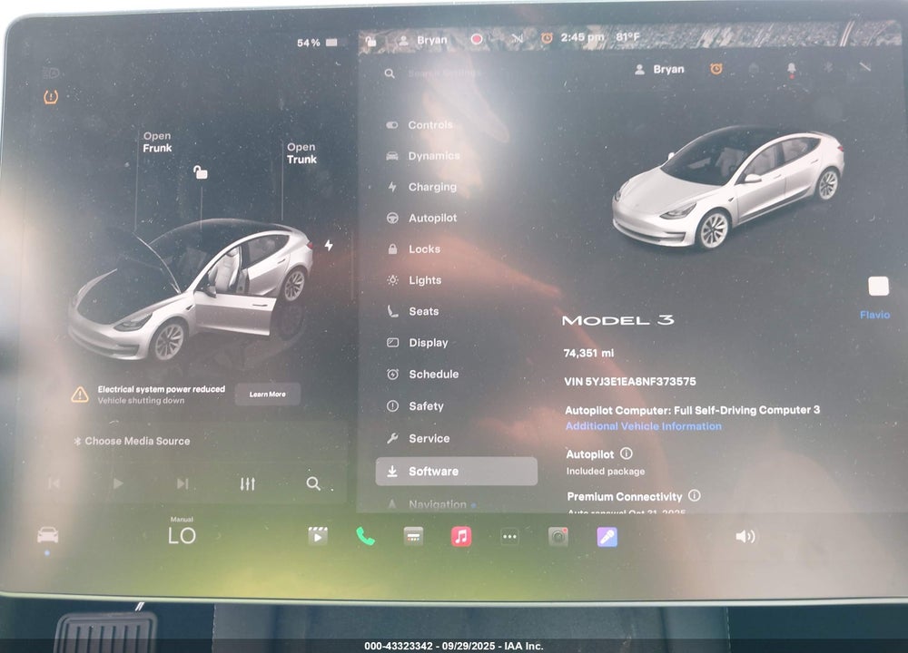 2022 TESLA MODEL 3 VIN: 5YJ3E1EA8NF373575