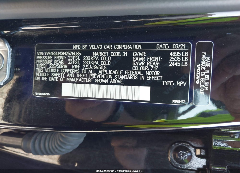 2021 VOLVO XC40 VIN: YV4162UM3M2576085