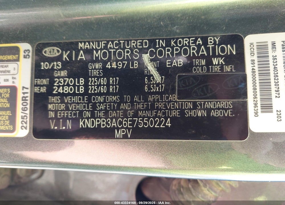 2014 KIA SPORTAGE VIN: KNDPB3AC6E7550224