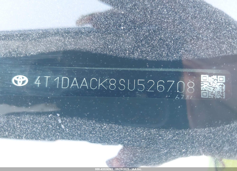 2025 TOYOTA CAMRY SE VIN: 4T1DAACK8SU526708