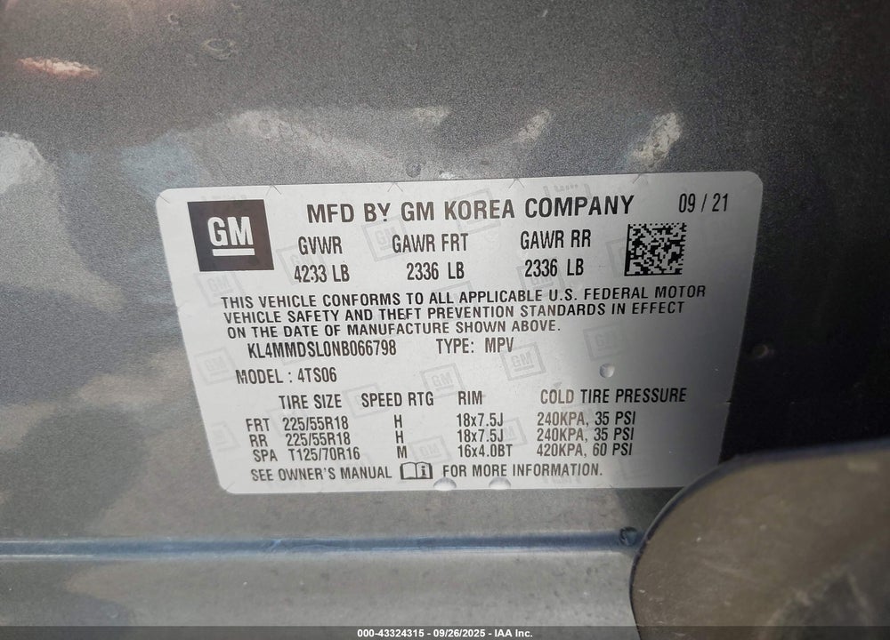 2022 BUICK ENCORE GX FWD SELECT VIN: KL4MMDSL0NB066798