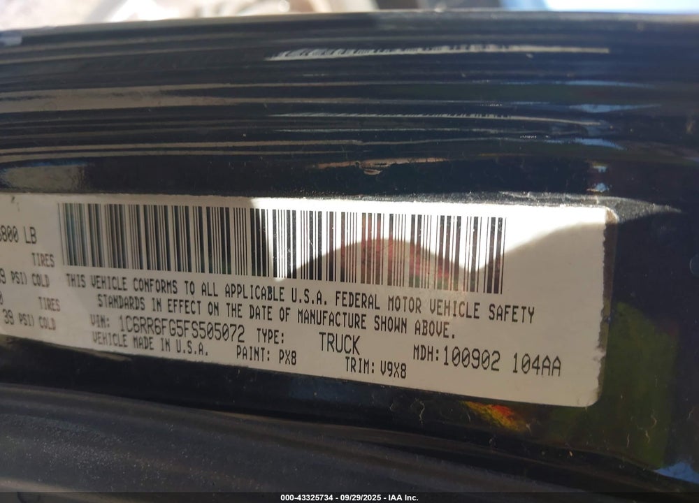 2015 RAM 1500 EXPRESS VIN: 1C6RR6FG5FS505072