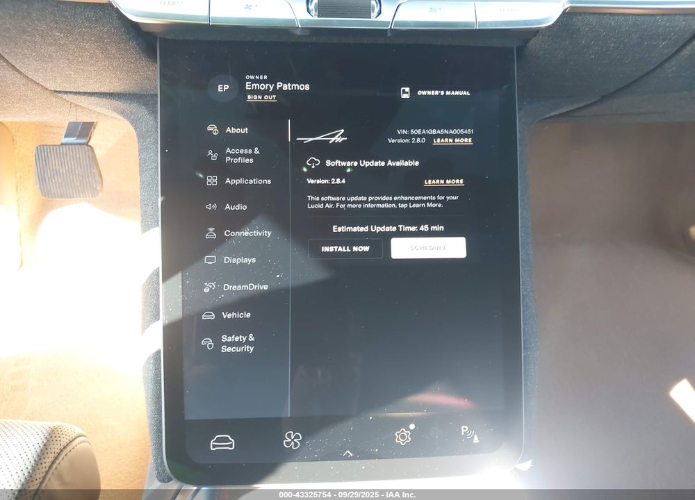 2022 LUCID AIR VIN: 50EA1GBA5NA005451