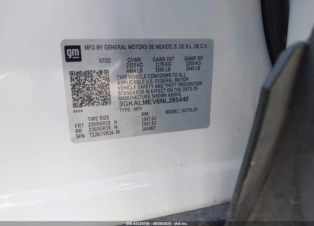 2022 GMC TERRAIN FWD SLE VIN: 3GKALMEV6NL285440