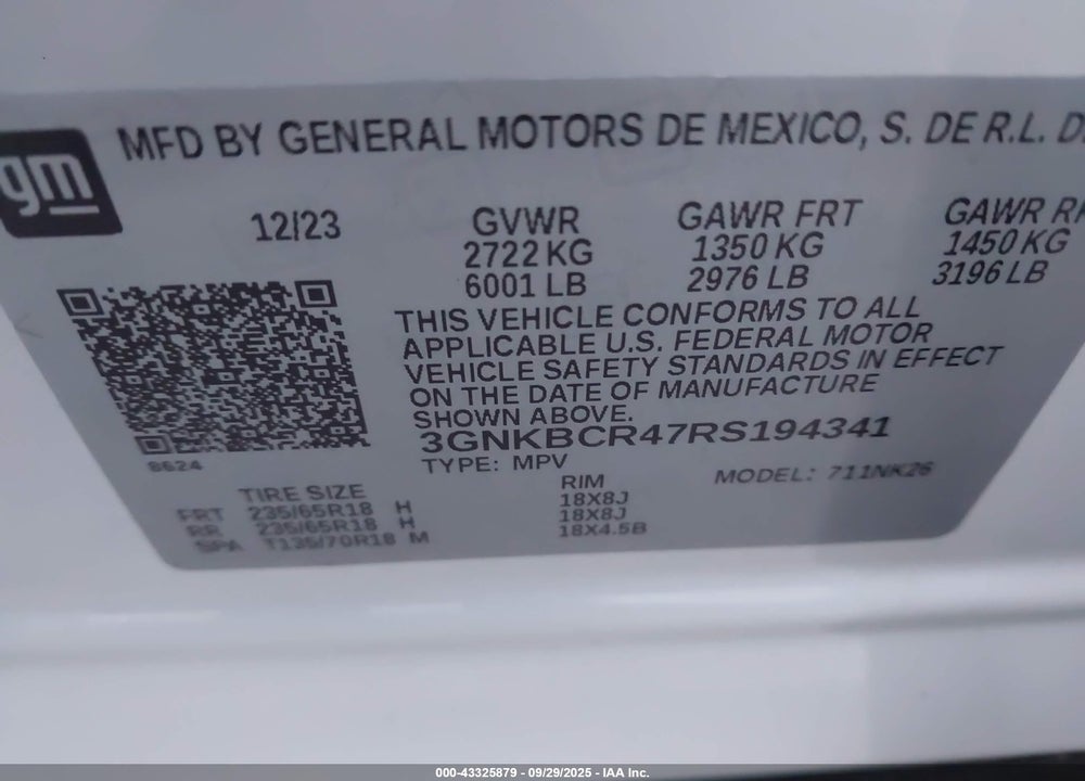 2024 CHEVROLET BLAZER FWD 2LT VIN: 3GNKBCR47RS194341