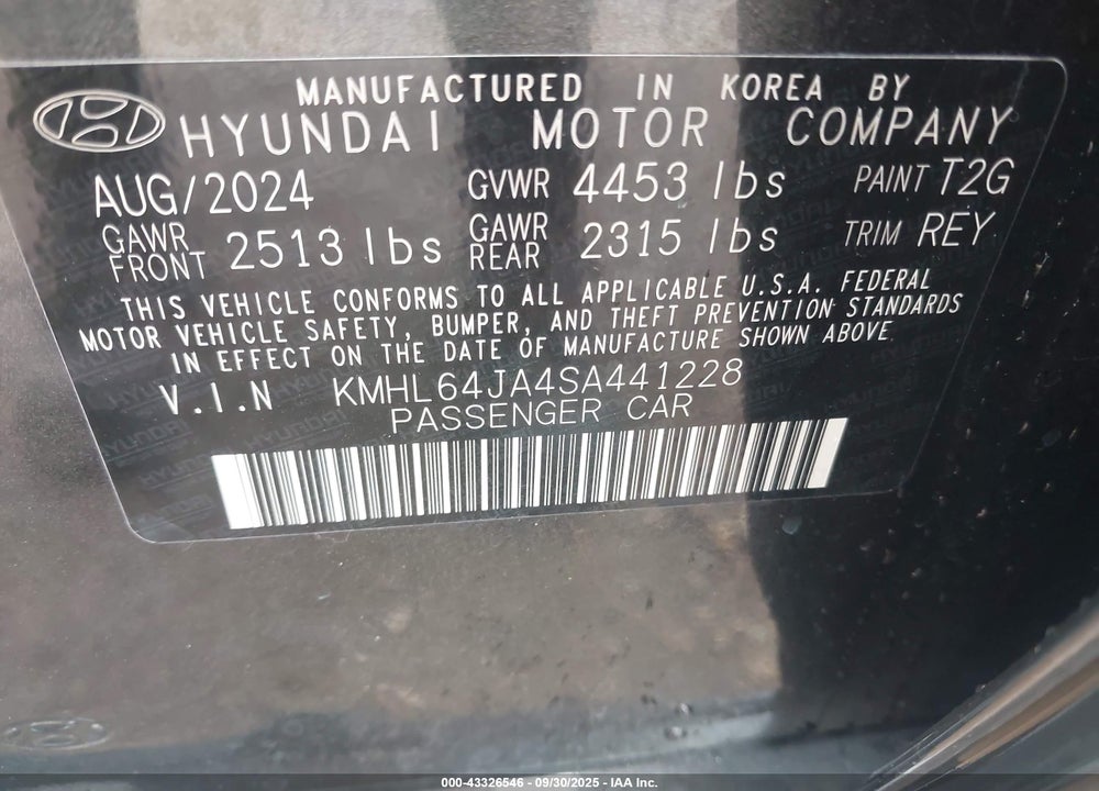 2025 HYUNDAI SONATA VIN: KMHL64JA4SA441228