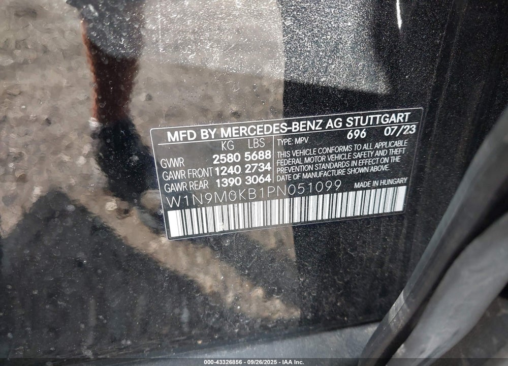 2023 MERCEDES-BENZ EQB 300 SUV 4MATIC VIN: W1N9M0KB1PN051099