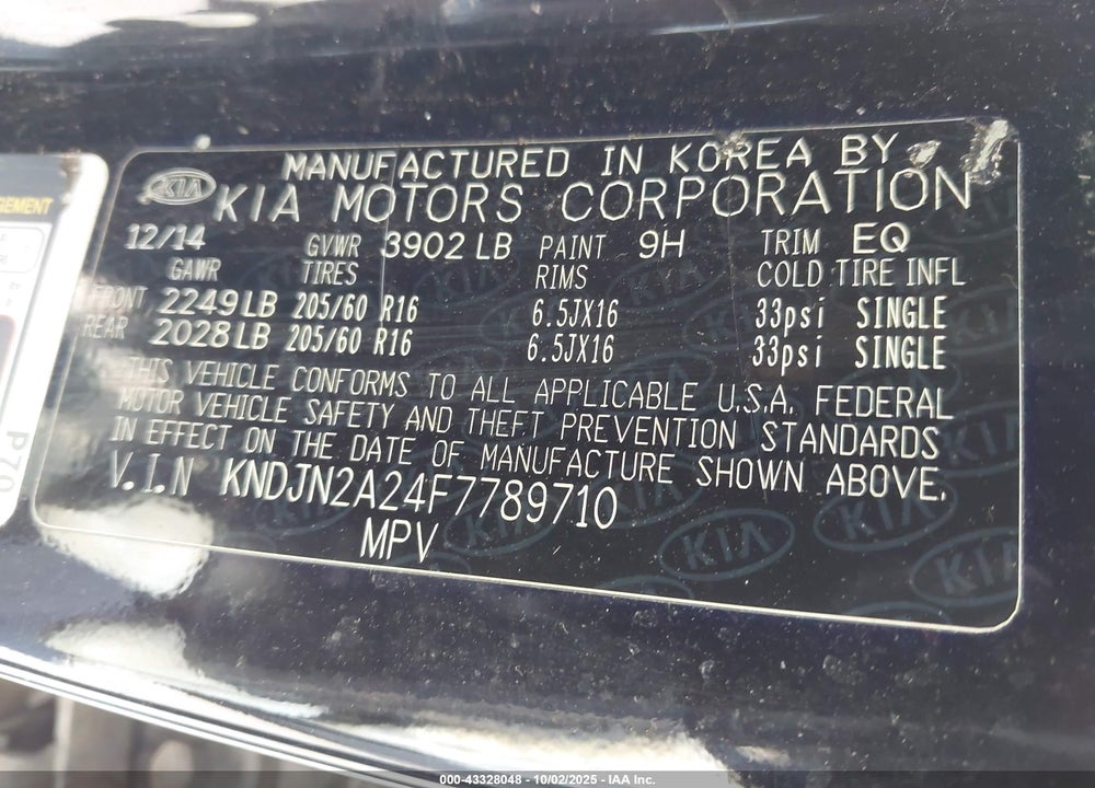 2015 KIA SOUL VIN: KNDJN2A24F7789710