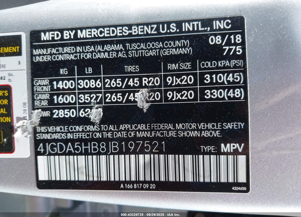 2018 MERCEDES-BENZ GLE 350 4MATIC VIN: 4JGDA5HB8JB197521