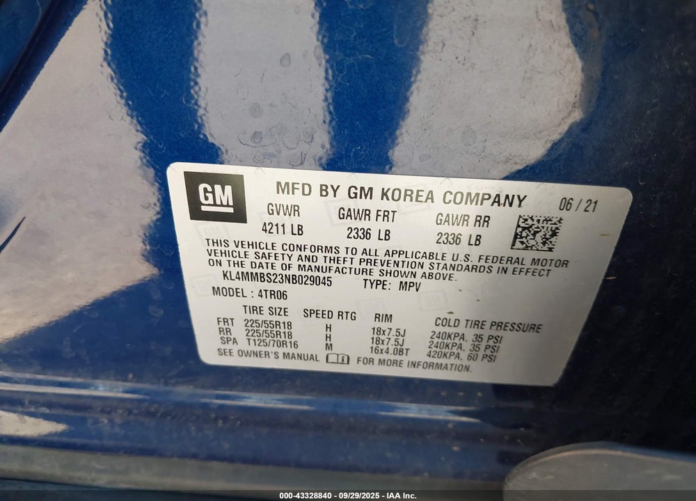 2022 BUICK ENCORE GX VIN: KL4MMBS23NB029045