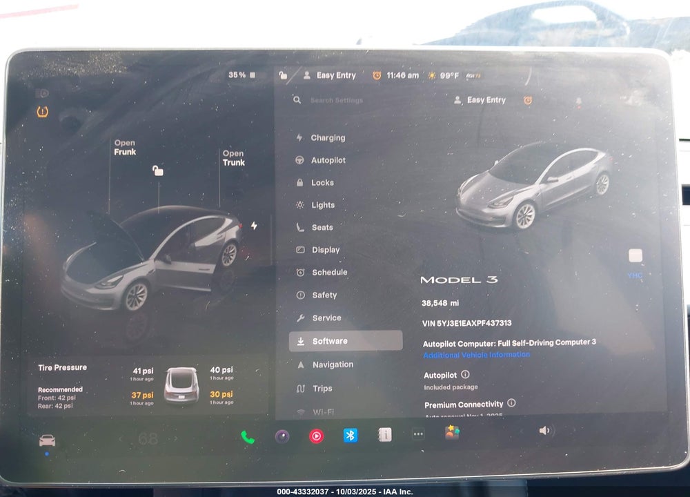 2023 TESLA MODEL 3 REAR-WHEEL DRIVE VIN: 5YJ3E1EAXPF437313