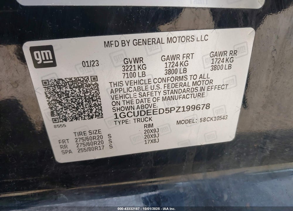2023 CHEVROLET SILVERADO 1500 4WD SHORT BED RST VIN: 1GCUDEED5PZ199678