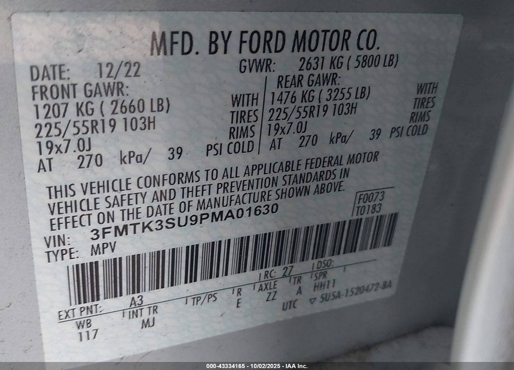 2023 FORD MUSTANG MACH-E PREMIUM VIN: 3FMTK3SU9PMA01630