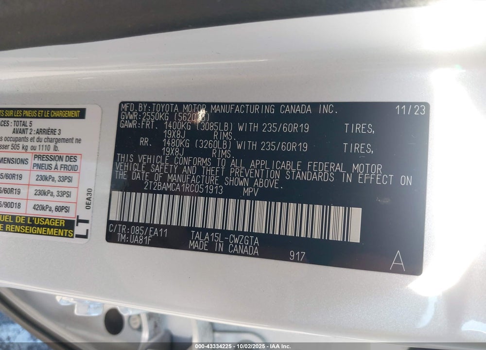2024 LEXUS RX 350 PREMIUM VIN: 2T2BAMCA1RC051913
