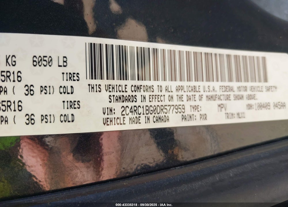 2013 CHRYSLER TOWN & COUNTRY TOURING VIN: 2C4RC1BG0DR577959