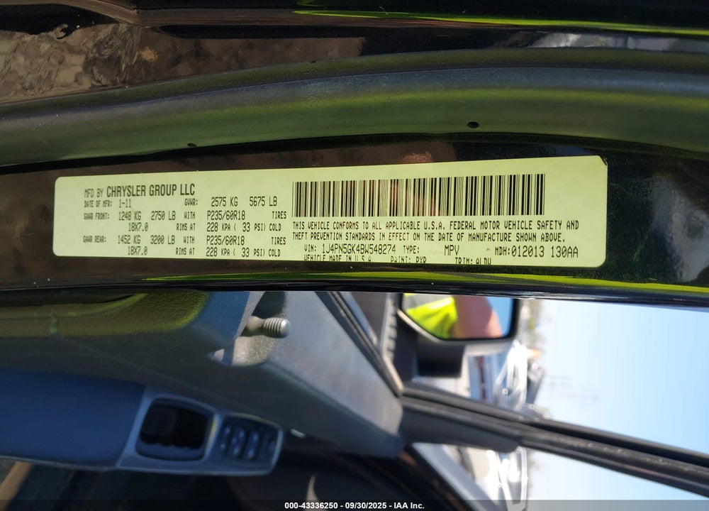 2011 JEEP LIBERTY VIN: 1J4PN5GK4BW548274