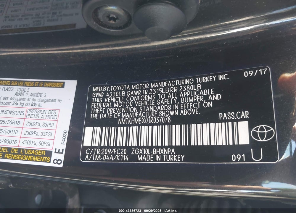 2018 TOYOTA C-HR XLE VIN: NMTKHMBX0JR037078