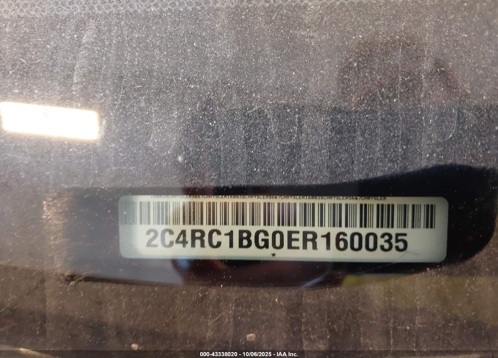 2014 CHRYSLER TOWN & COUNTRY TOURING VIN: 2C4RC1BG0ER160035
